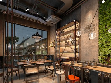 3D render fırın kafesi iç mimarisi