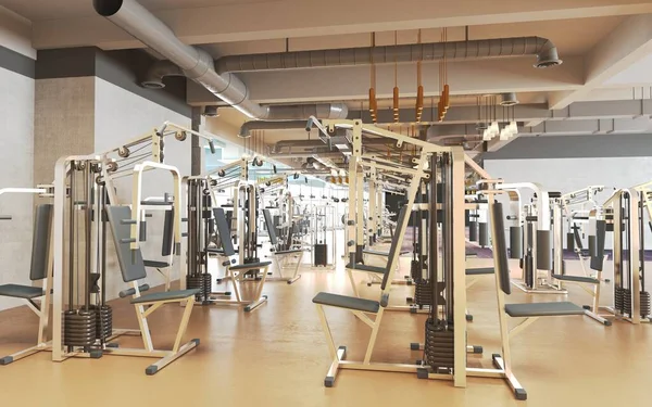Rendern Turnhalle Fitness Center Innenraum — Stockfoto
