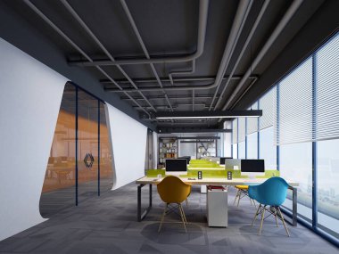 3D render modern çalışma ofis