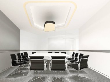Modern çalışma ofisinin 3D görüntüsü