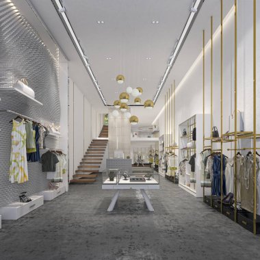 Moda mağazasının 3D görüntüsü.