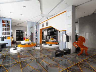 Moda mağazasının 3D görüntüsü.