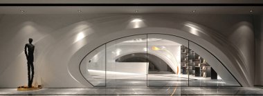 3D lüks otel resepsiyonu lobisi