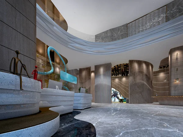 Render Luxury Hotel Lobby Hall — Stock Photo, Image