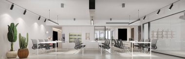 3d render modern çalışma ofisi iç
