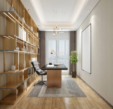 çalışma odası 3D render