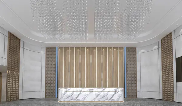 3d render of luxury hotel entrance lobby hall