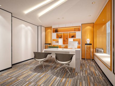 3d render ofis alanı çalışma