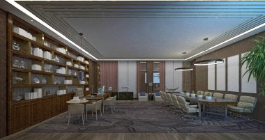 3d render ofis alanı çalışma