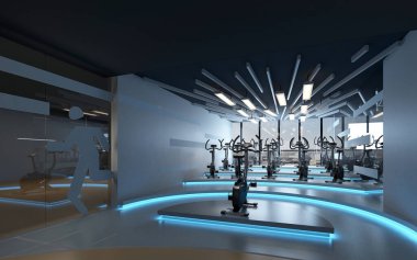 3D render fitness yoga pilates stüdyosu
