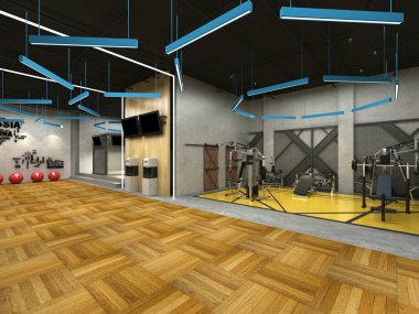 3D render fitness yoga pilates stüdyosu