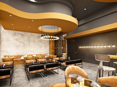 3D kahve dükkanı, kafeterya fırını.