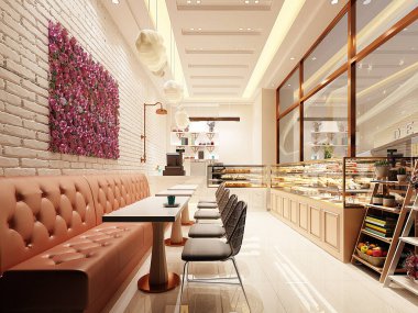 3D kahve dükkanı, kafeterya fırını.