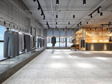 3D ayakkabı giysisi kumaş mağazası iç mimarisi