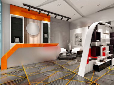 3D ayakkabı giysisi kumaş mağazası iç mimarisi