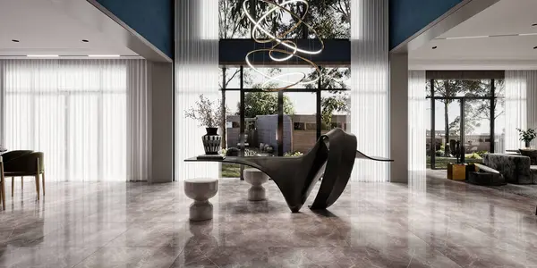 Renderização Casa Luxo Interior Fotos De Bancos De Imagens Sem Royalties