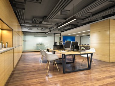 3D render modern ofis iç mimarisi
