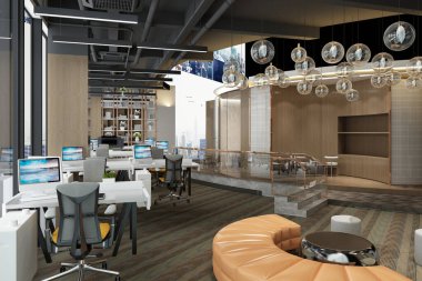 3d render ofis iç çalışma