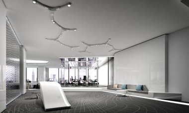 3d render ofis iç çalışma
