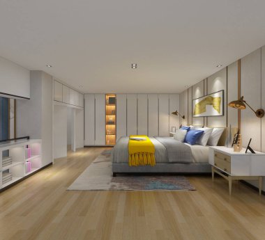 3D lüks otel odası.