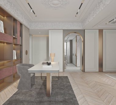 Modern oturma odasının 3D görüntüsü