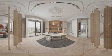 Modern oturma odasının 3D görüntüsü