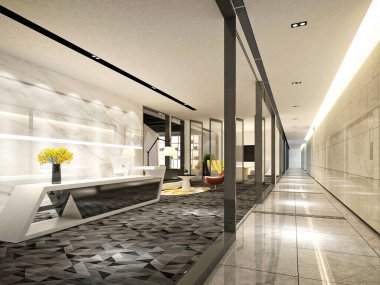 3D render modern ofis iç mimarisi