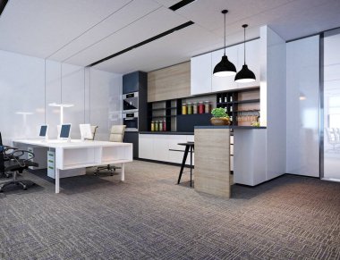 3D render modern ofis iç mimarisi