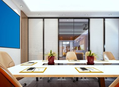 3D render modern ofis iç mimarisi