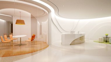 3D render modern ofis iç mimarisi