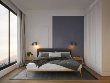 Modern otel odasının 3D görüntüsü