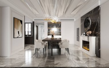 Zarif oturma odasının 3D görüntüsü