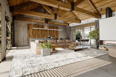 3D Rednder modern oturma odası