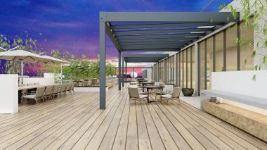 3D render cafe bar restoranı