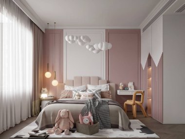 3D render lüks otel odası