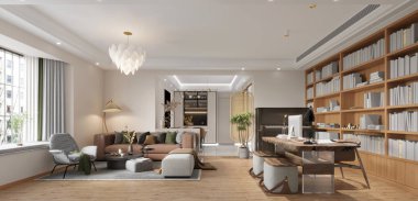 3D render modern oturma odası