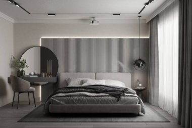 3 boyutlu modern yatak odası, otel odası