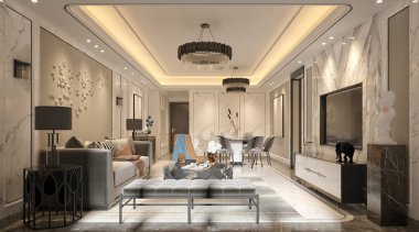 3D beyaz arka planda modern oturma odasını oluştur