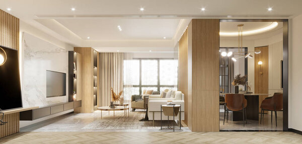 3d render of modern living room