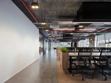 Modern çalışma odasının 3D görüntüsü