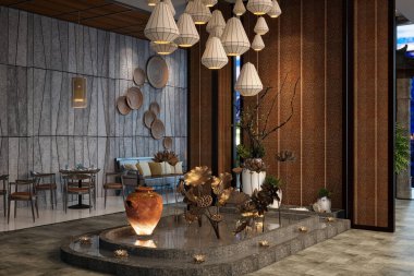 Lokanta içinin 3D görüntüsü