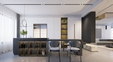 Modern oturma odasının 3D görüntüsü