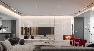 3D lüks ev oturma odası