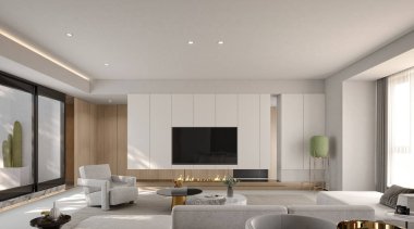 3D zarif ev entegre oturma ve yemek odası