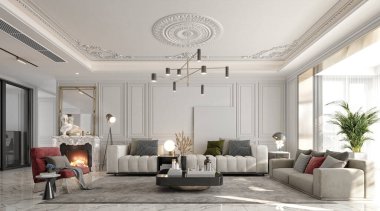 3D modern lüks oturma odasını düzenle