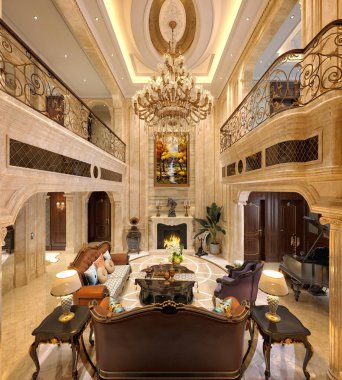 3D klasik oturma odası.