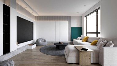 3D modern lüks oturma odasını düzenle