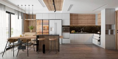 3D döşeme lüks ev iç mekan, oturma odası