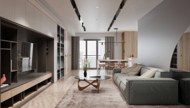 3D döşeme lüks ev iç mekan, oturma odası