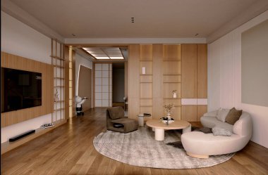 3D lüks ev oturma odası